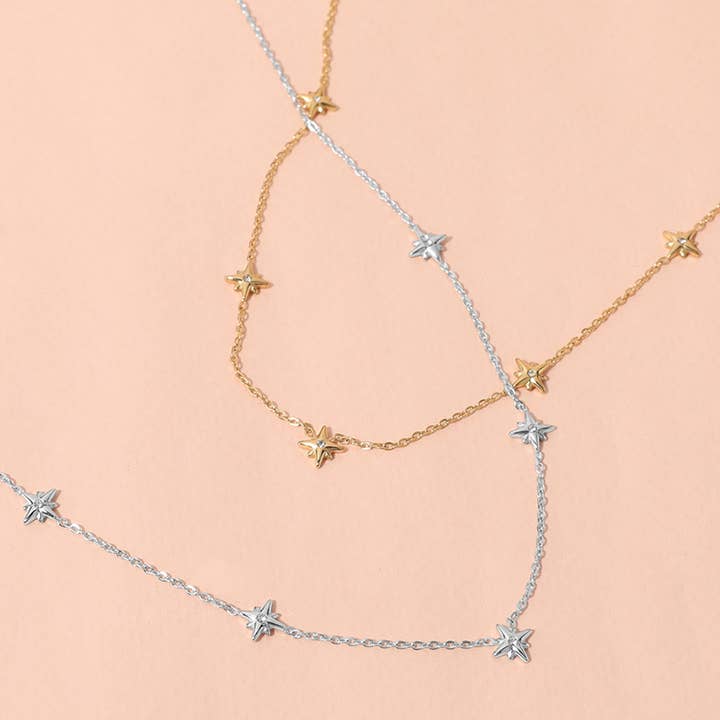 SECRET BOX_Stainless Steel Stone Pointed Starburst Necklace for wholesale by Sensibling Corp.