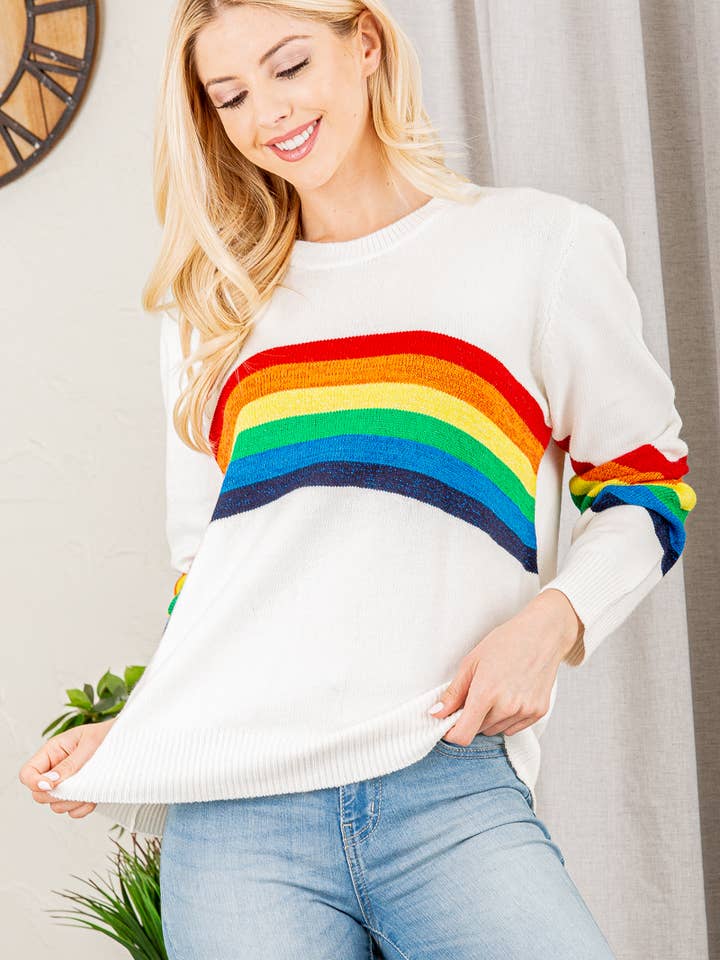 Pink Irene Wholesale - Vente Pull en maille – femme - PULL UNI ET ARC-EN-CIEL5