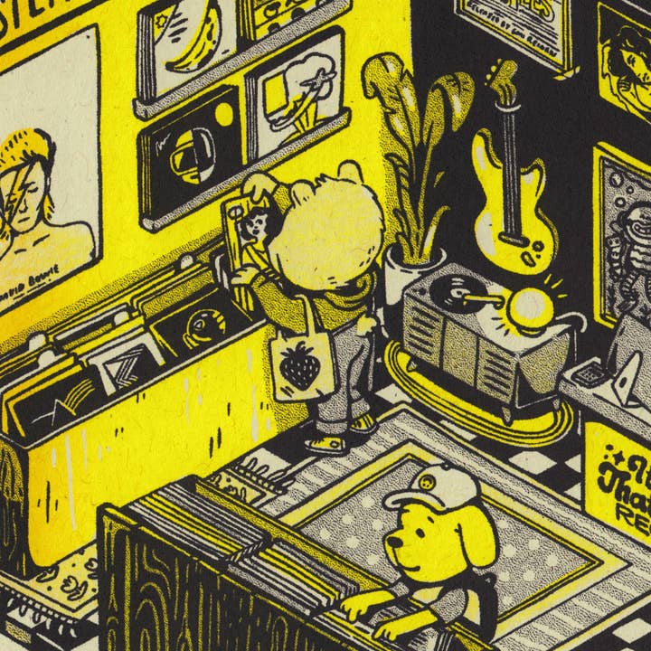 It's Not That Weird - Wholesale Art Print - Record Store illustrated Riso print2