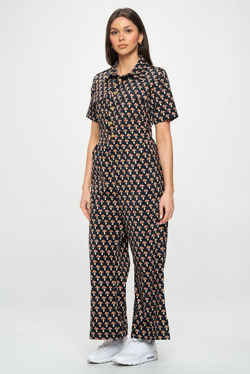 SM WARDROBE - Wholesale Jumpsuit - Women's - MUSHROOM PRINT CORDUROY  JUMPSUIT OVERALL1