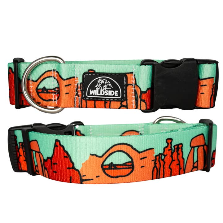 Utah National Park Dog Collar – Handmade & Rust-Proof (mint) for wholesale by Wildside Dog Gear