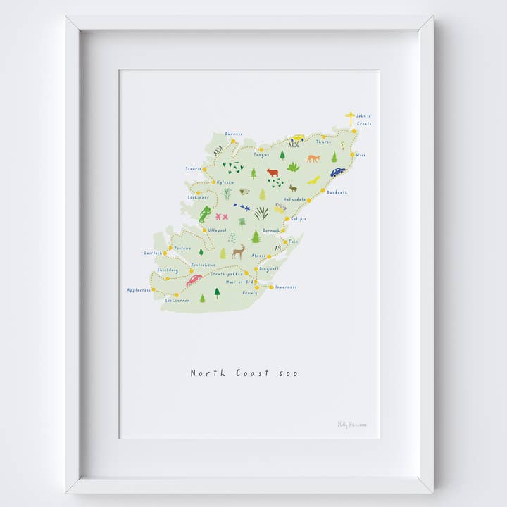 North Coast 500 ruttkarta - A4 Skriv ut för wholesale av Holly Francesca