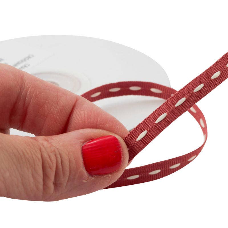 Factory Direct Craft - Wholesale Ribbon – Gift wrapping - 15yds Vintage Stitched Ribbon Spool- Choose Color7