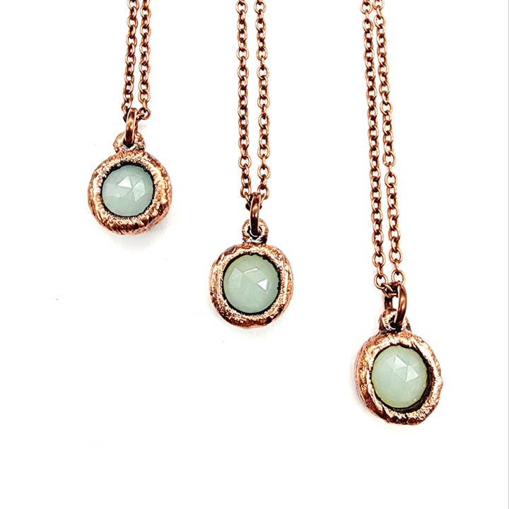MergingMetals – wholesale Hänge-/berlockhalsband – Fasetterat akvamarin-halsband // Elektroformad smycke