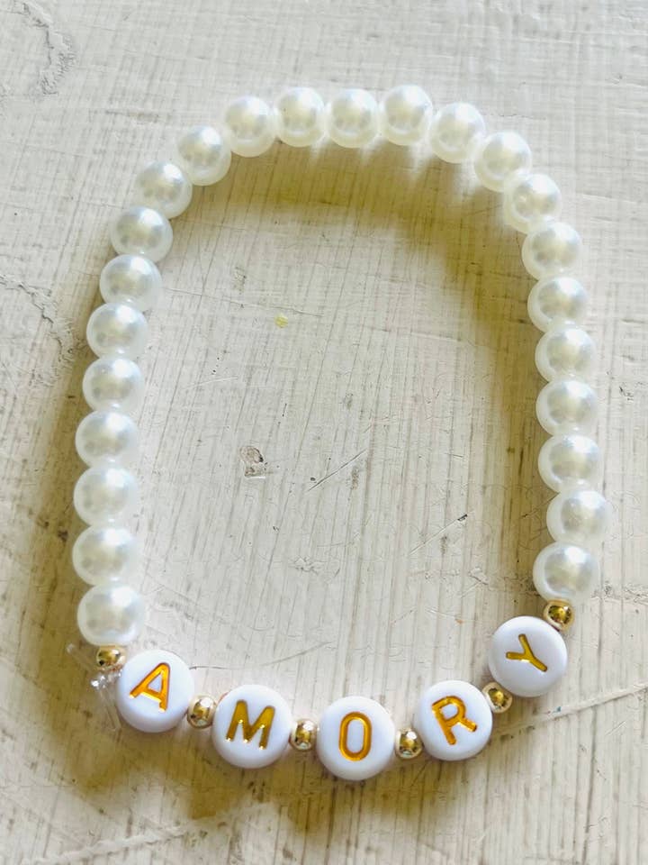 Pearl Stretch Gameday Football Bracelets for wholesale by ShannAgains Jewels