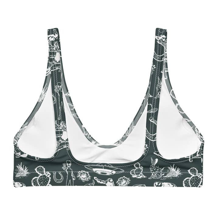 Texas Eclipse Outfitters – wholesale Bikiniöverdelar – Dam – Wild Ride: Broncs, UFO och Cactus Skies bikinitopp med hög midja1