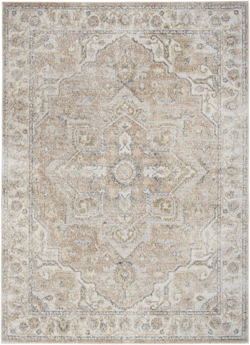 HomeRoots - Wholesale Area Rug - 7' X 9' Beige Oriental Power Loom Washable Area Rug0