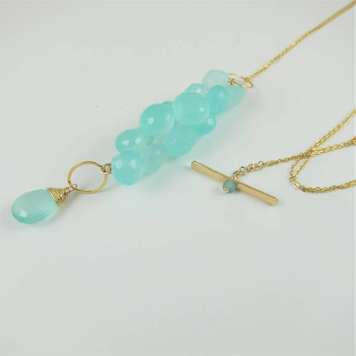 3 in 1 Aqua Chalcedony Cluster Necklace for wholesale by J. Mills Studio