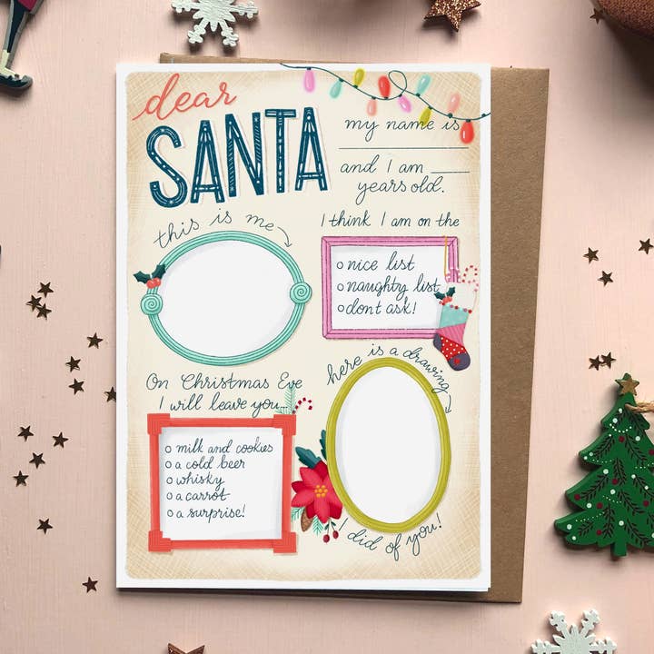 Personalised Santa List Christmas Card for wholesale by The Little Posy Print Company
