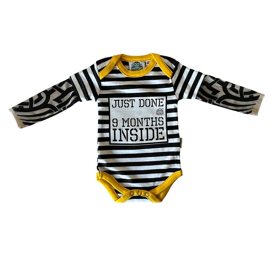 Lazy Baby® – wholesale Bodysuit (non-footed) – Baby – Just Done 9 Months Inside® Baby Tattoo Sleeve Stripy Vest2