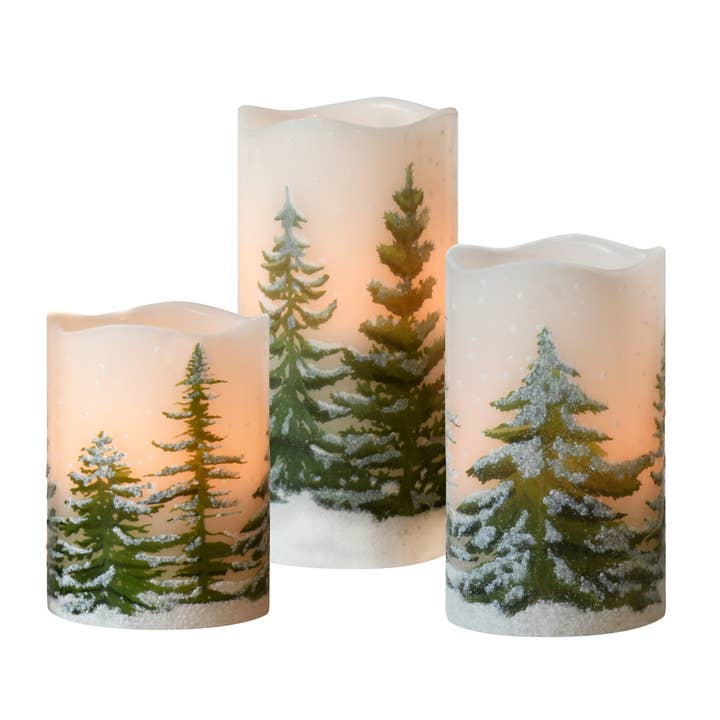Bougies à cire LED à piles, Green Pines, lot de 3 pour la vente par LumaBase