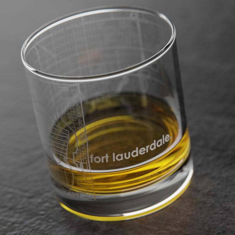 Well Told - Wholesale Drinking Glass/Cup - Fort Lauderdale, FL City Map - Etched Whiskey Rocks Glass2