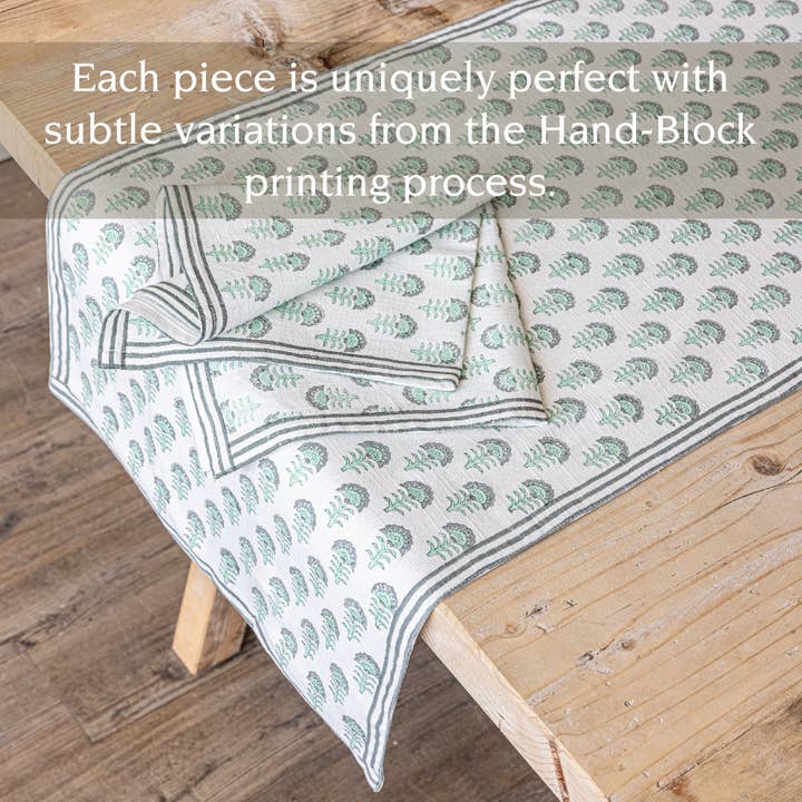 over&back - Wholesale Table Runner - Hand-Blocked Table Runner Floral Patterns 18x10819