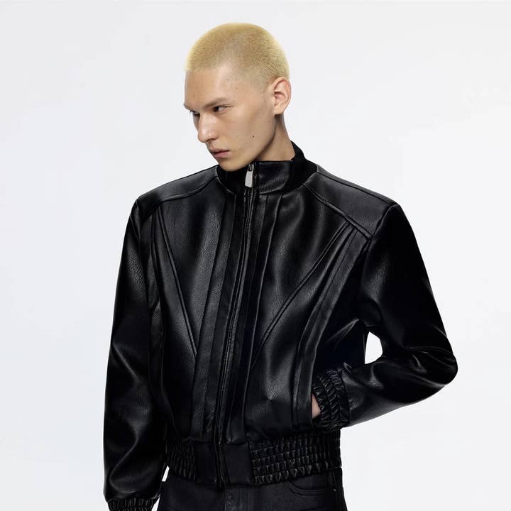 Black jacket with side pockets and cut-out for wholesale by Vanida Dang