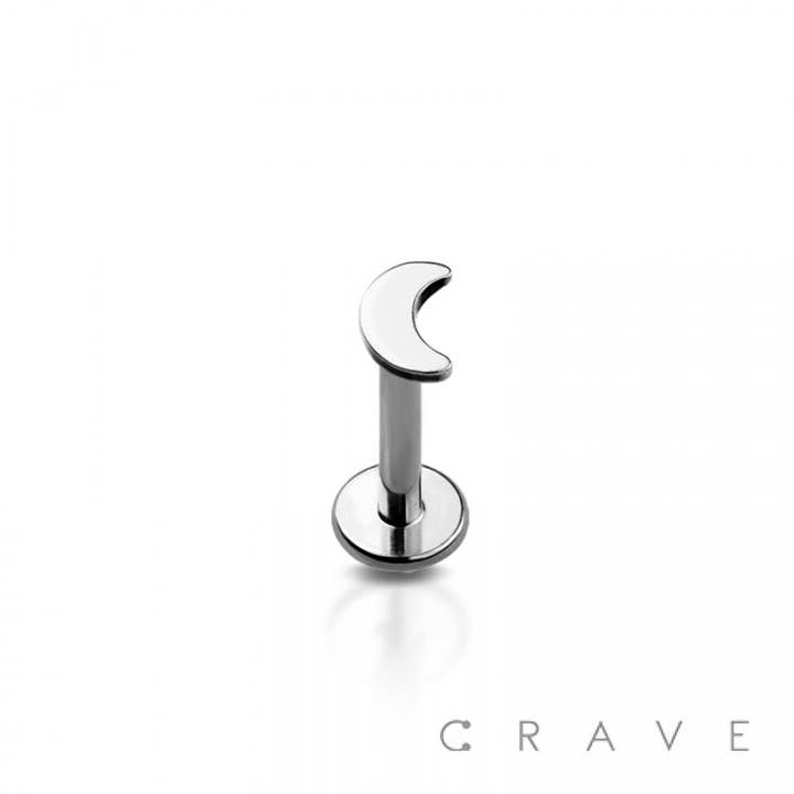 CRAVE BODY JEWELRY - Wholesale Single Earring - CRESCENT MOON TITANIUM THREADLESS PUSH IN LABRET