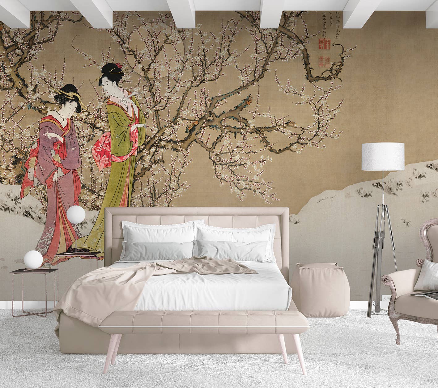 ICH SL - Wholesale Wallpaper - METALLIC UNCOATED PAPER MURAL V118-1M “SAKURA”1