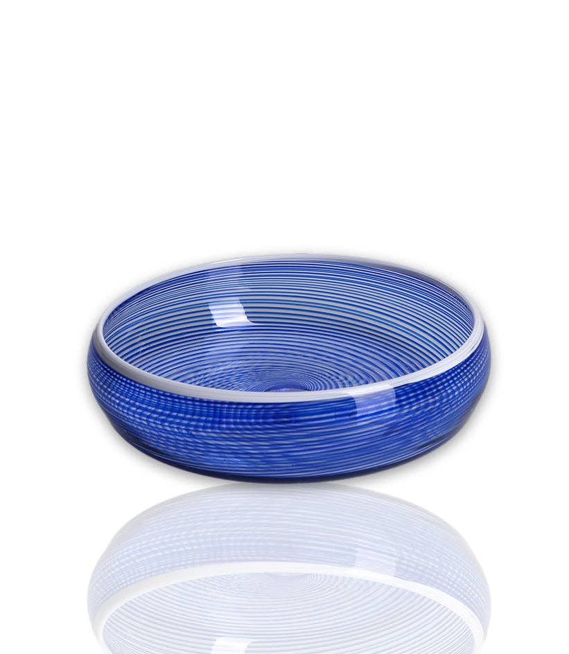 Barbablanca Glassworks - Wholesale Decorative Plate/Dish/Bowl - Ciotola Blu Hand-Blown Spiral Glass Bowl0