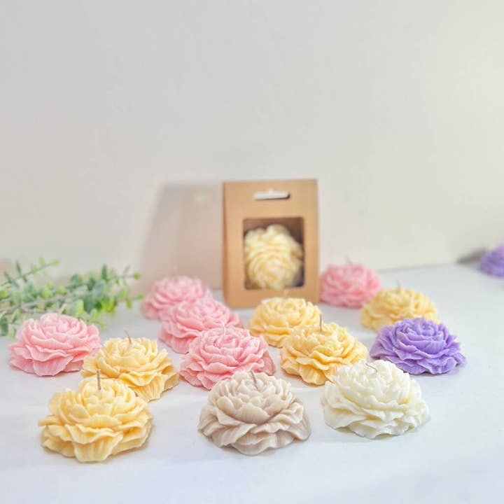 Peony Shape Flower Candle | Floral Rose Petal Candles for wholesale by Eli and Things