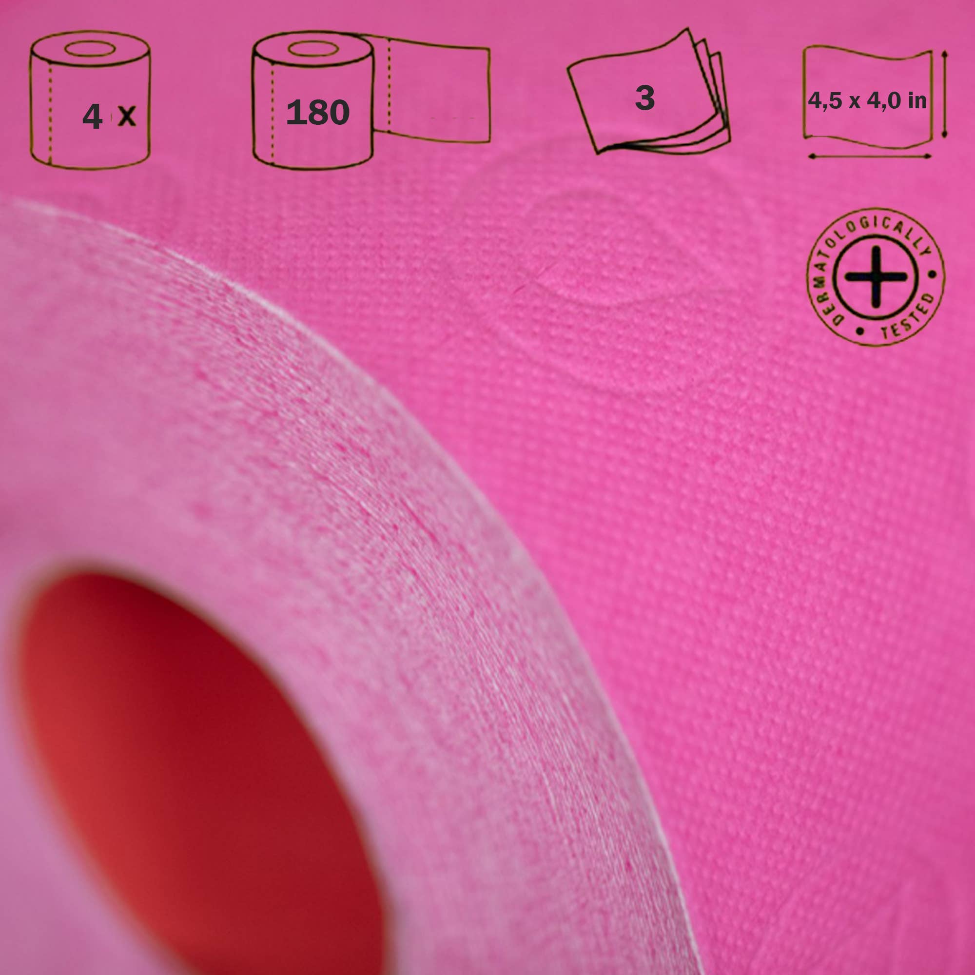 ROLL-LUX - Vente Papier toilette - 10 paquets de 4 rouleaux de papier toilette fuchsia 3 plis 180 feuilles2