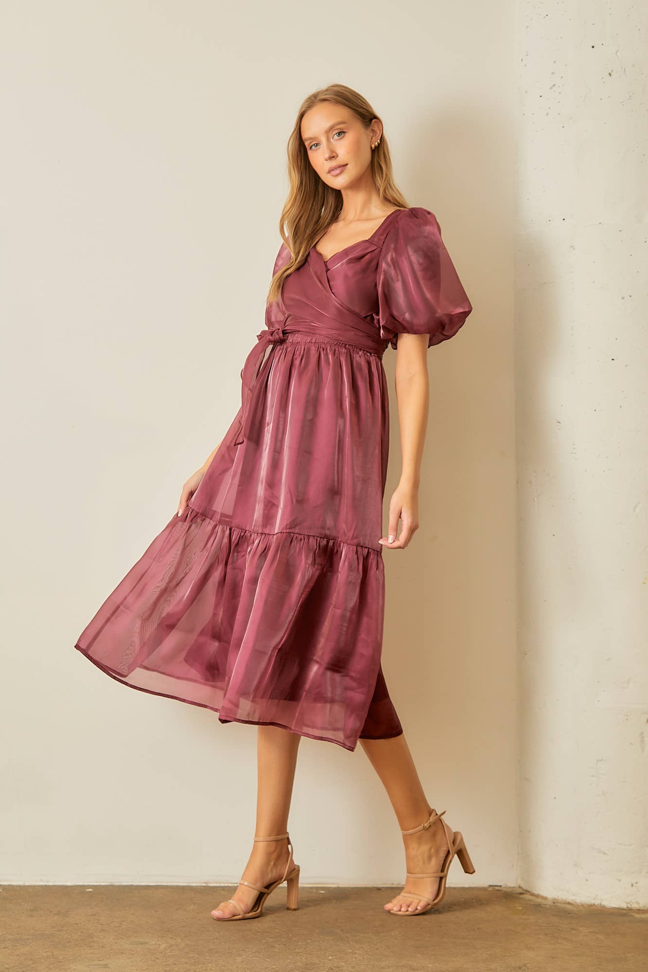 Polagram by Wellmade USA - Wholesale Dress - Women's - WRAP TEIRED MIDI DRESS2