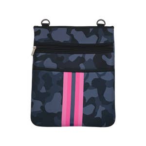 Haute Shore  Camo Neoprene Bucket Bag w/Pink Orange Stripe - Zoe