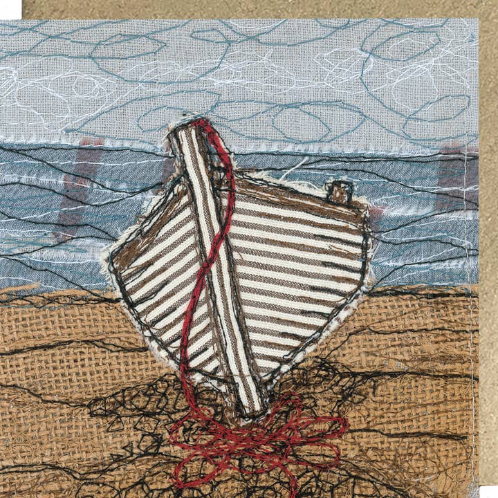Francesca Kemp Textile Art - Wholesale Everyday Greeting Card - Walmer Boat Embroidery Art Card