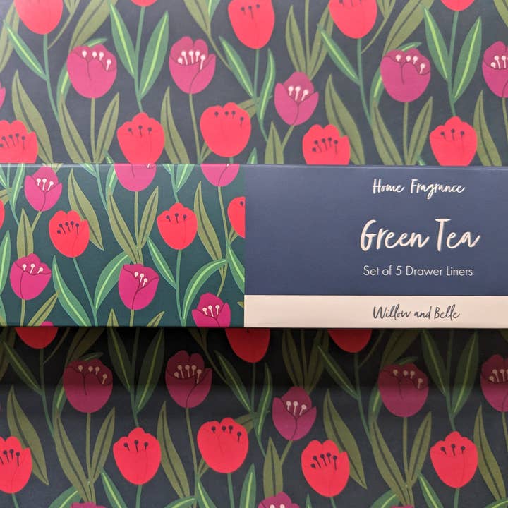 Robert Frederick Ltd - Vente Tapis de tiroir - Willow & Belle - Tulipes - Doublure parfumée pour tiroir - Thé vert2