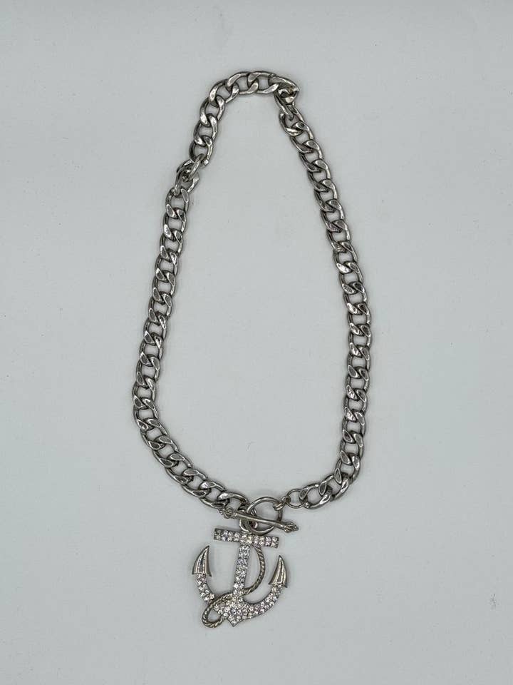 Halsketting met zee-anker met strass voor wholesale door SHEERA