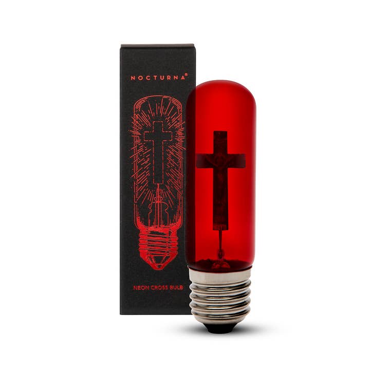 Bombilla de luz de neón roja con cruz o crucifijo para venta al por mayor de Nocturna