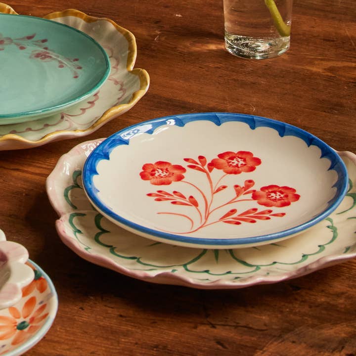 RicebyRice - Wholesale Dinner Plate - Ceramic Cake Plate with Hand Painted Vintage Flower1