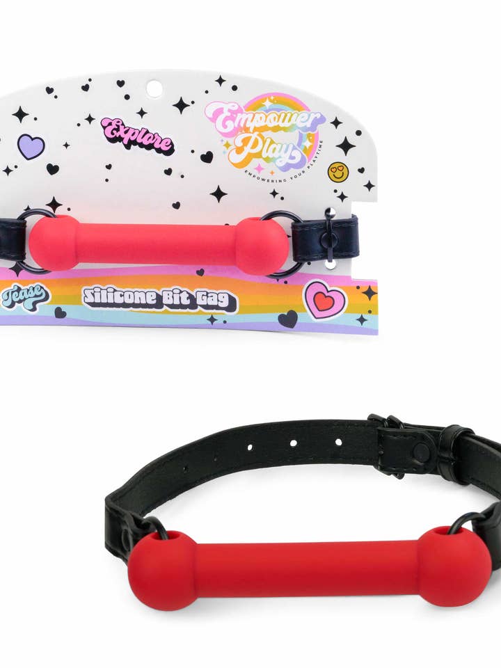 Empower Play™ Silicone Bit Gag — Beginner-Friendly BDSM Mouth Gag (Scarlet Red) for wholesale by Intimita Novelties