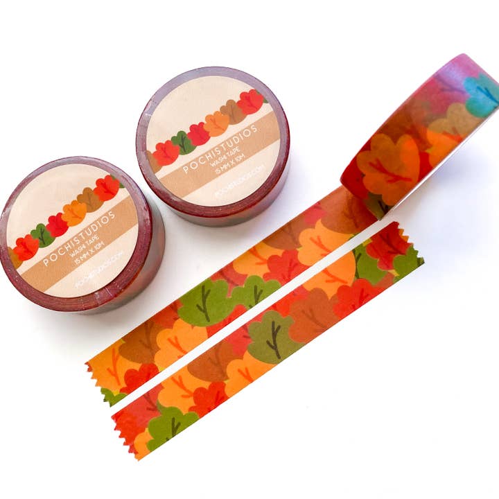 Ruban Washi à motif d'automne, couleurs chaudes, feuilles d'automne pour la vente par Pochistudios
