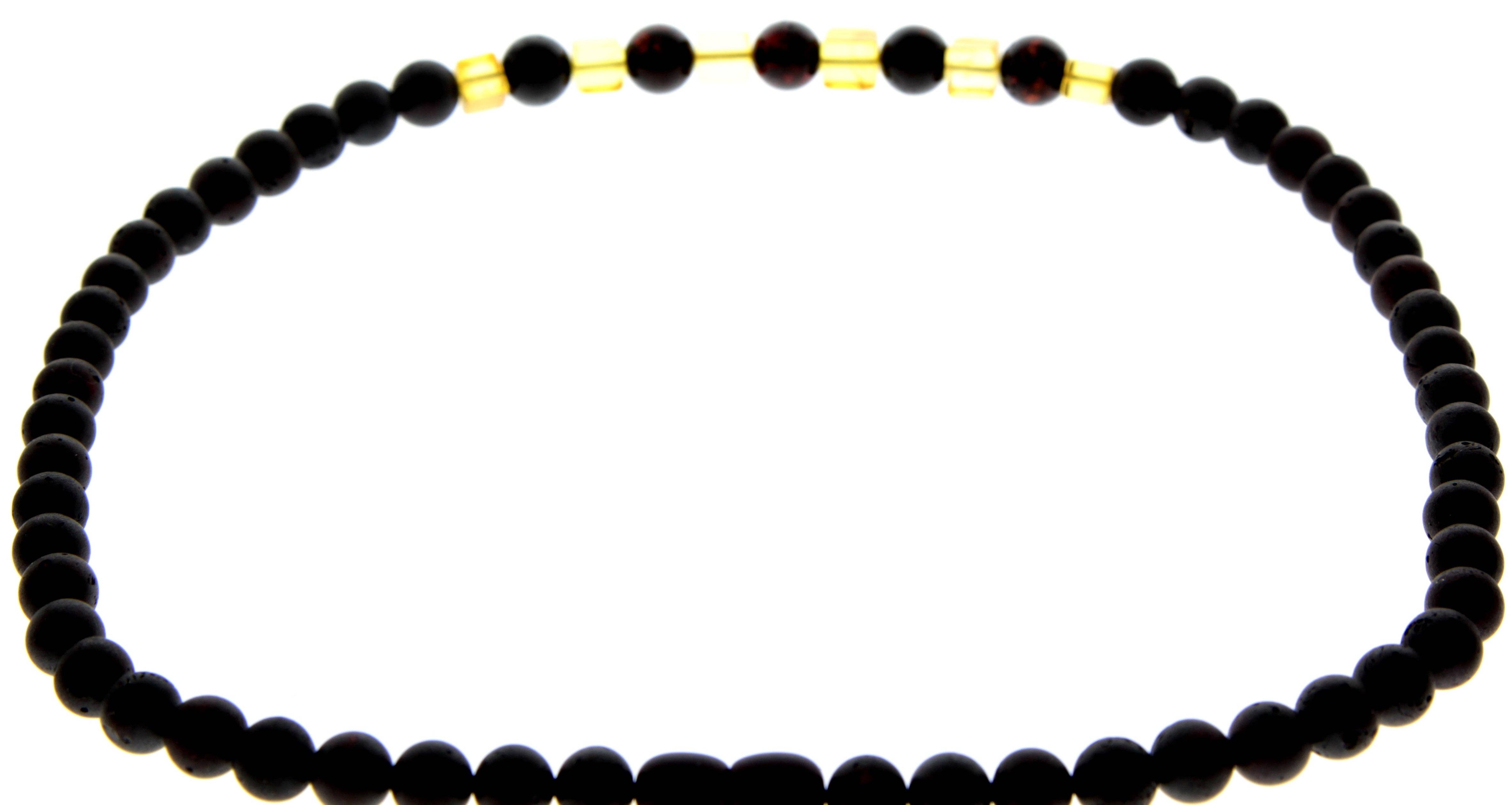 SilverAmber Jewellery - Vendita all'ingrosso Collane di perline/perle - Perline rotonde in vera ambra baltica da uomo/collana con perline unisex. MB025N7