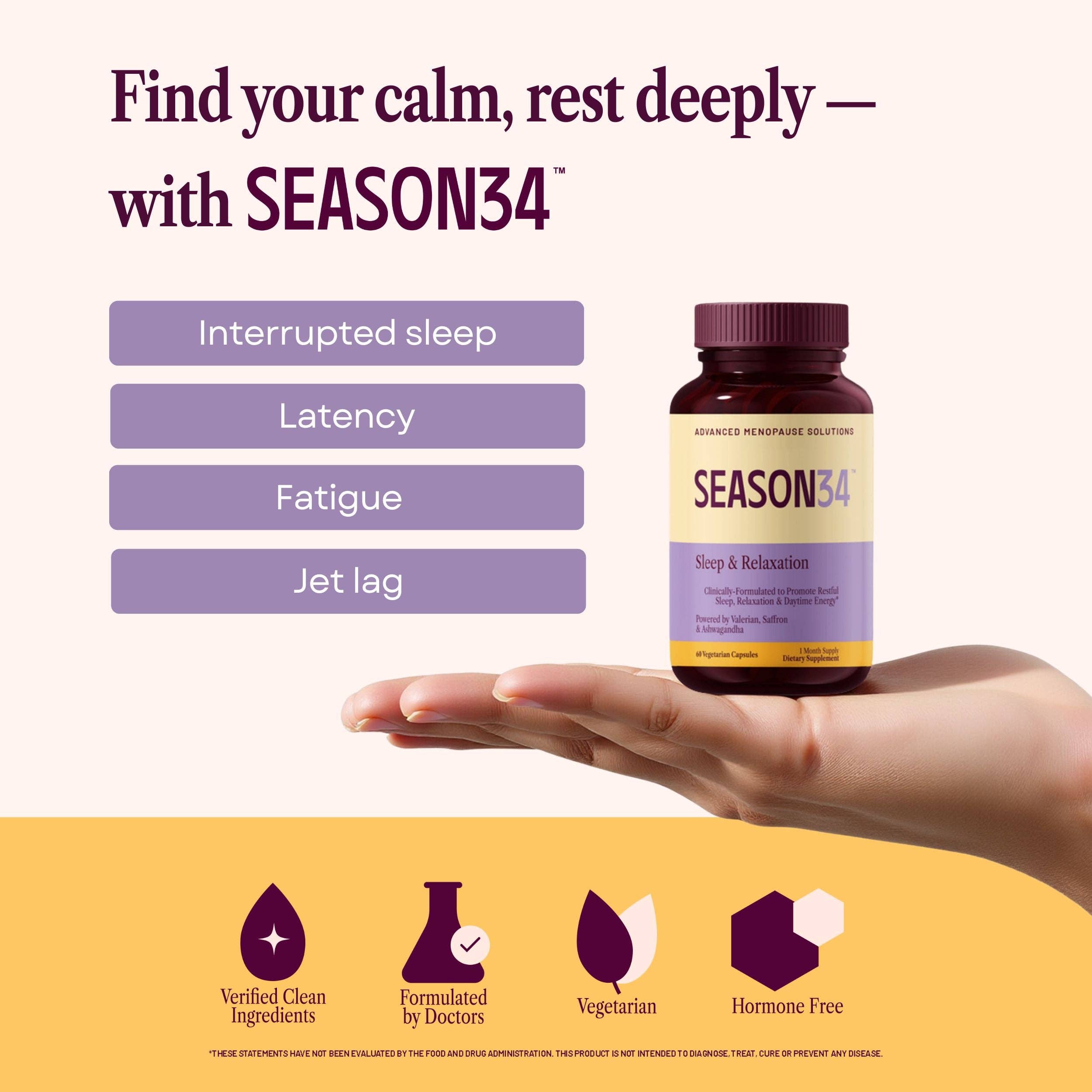SEASON34 - Wholesale Oral Supplement/Vitamin - Menopause Sleep Support – Night Sweats Related Awakenings1