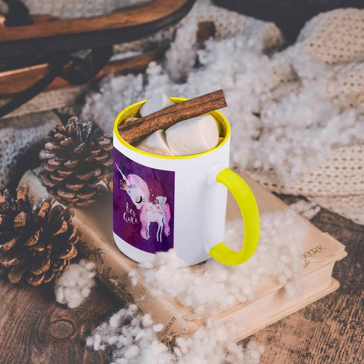 3dRose - Wholesale Coffee Mug - 3dRose, Cute Purple Flower Unicorn Illustration and Typography - Be The Queen, Mug5