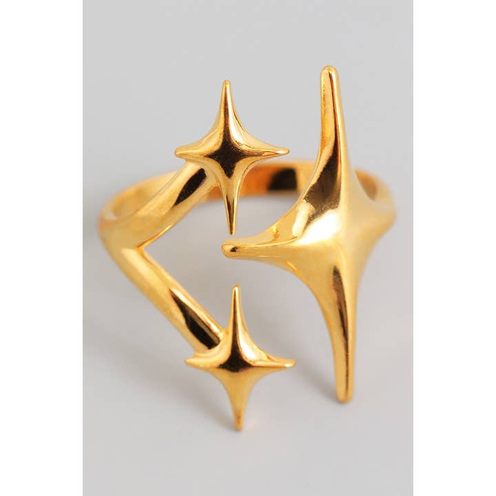 TRIPLE STAR BRASS RING for wholesale by Girly