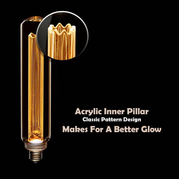 Next Glow - Wholesale Light Bulb/Puck - Decorative Tubler T60 Light Bulb Amber Acrylic Inner Pillar3