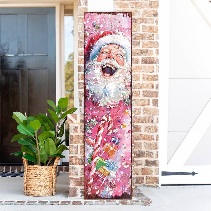 TX USA Corporation - Wholesale Outdoor Sign - Pink Santa Porch Sign – Watercolor Christmas Welcome for Outdoor or Indoor Use4