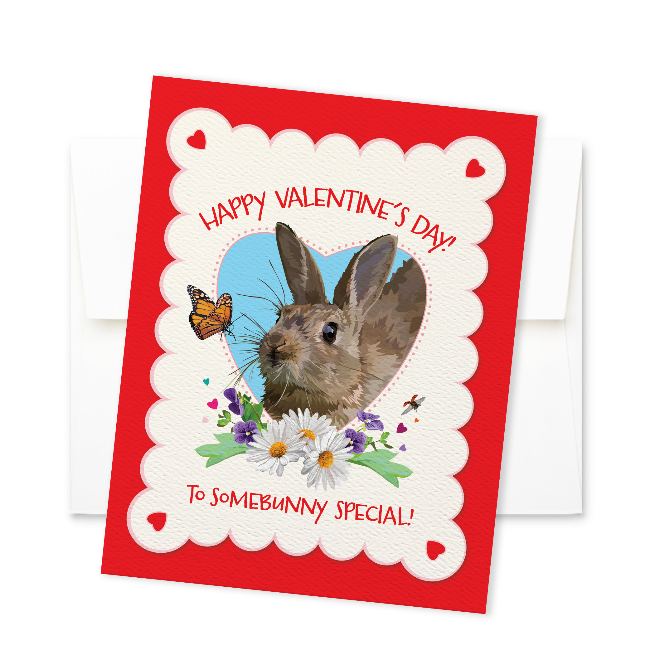 The Red Barn Press - Wholesale Valentine's Day Card - Kid's Valentine Greeting Card | Sweet Bunny Rabbit1