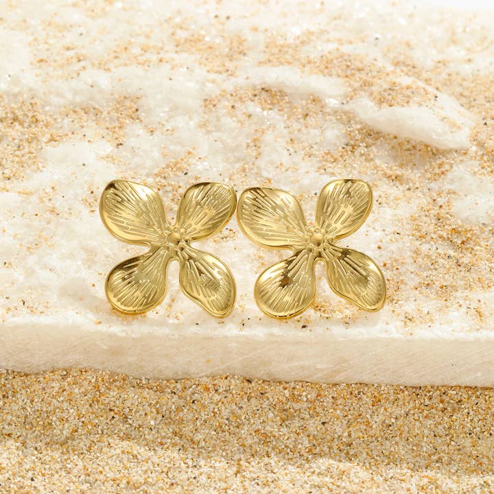 Kapyco - Wholesale Stud/Post Earrings - Stainless steel flower earrings - BO100252