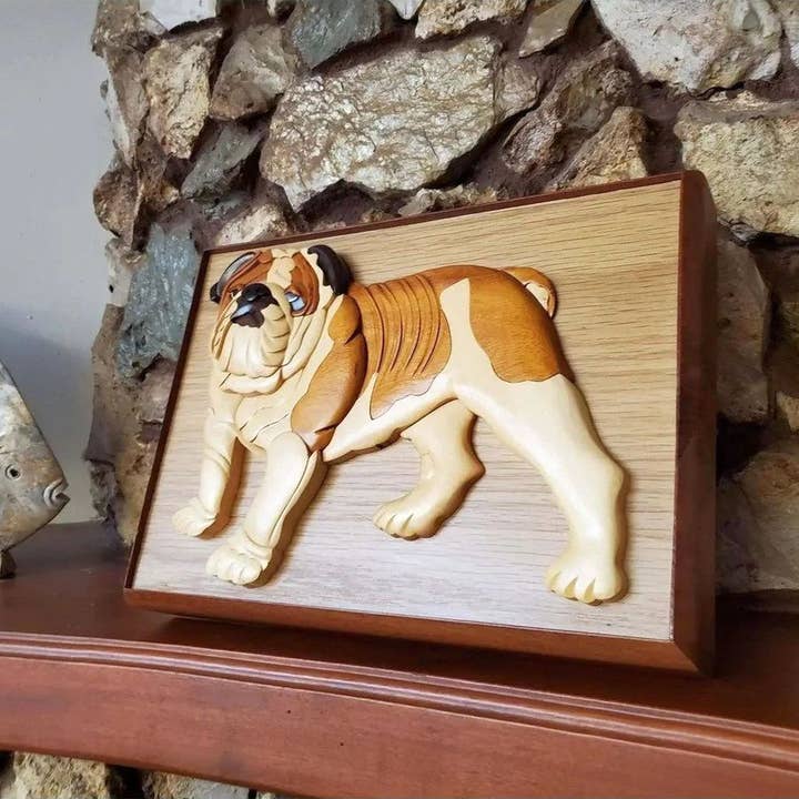 Positive Urns - Vente Urne - Bulldog - Urne pour chien en bois fait main4