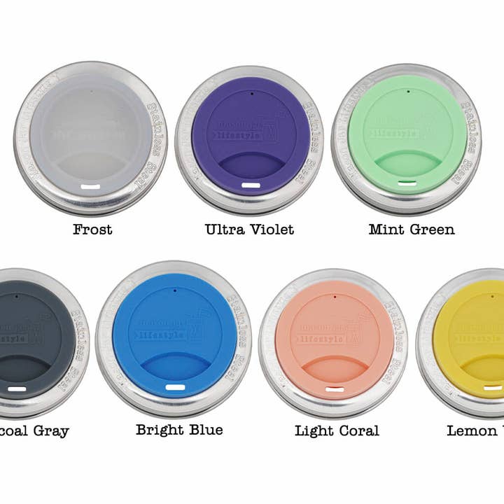 Mason Jar Lifestyle - Vente Couvercle de boisson - Couvercle en silicone avec bande en acier inoxydable pour bocaux5