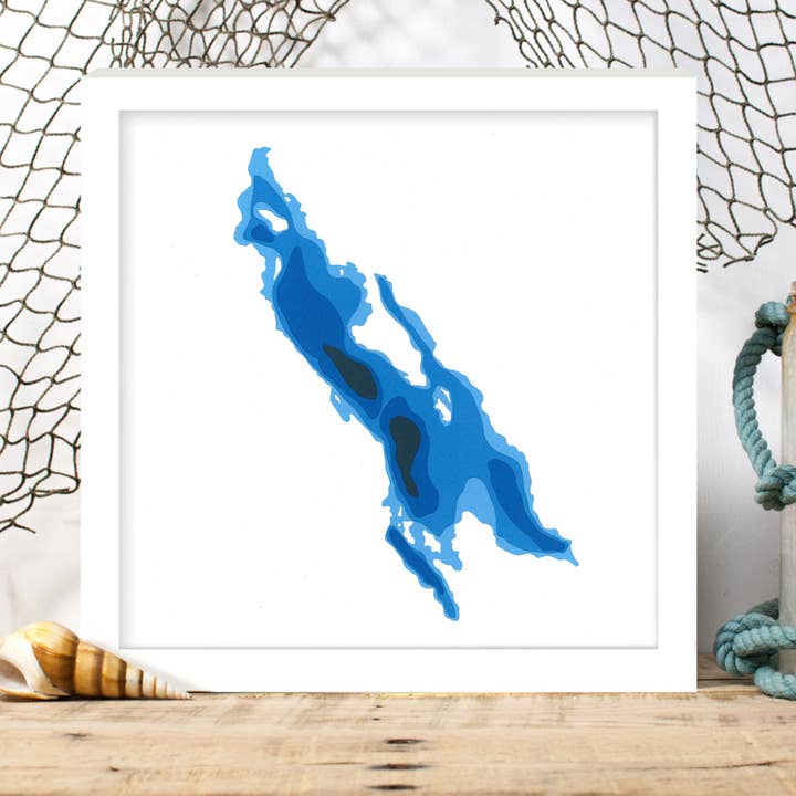 Bathymetrische kaart van Long Lake (Muskoka) van papier voor wholesale door Cardtography