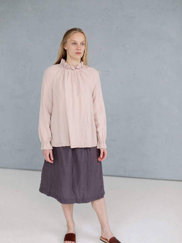 Túnica Oversized Layla com Babados e Mangas Longas (KMGM) por atacado de La Petite Alice