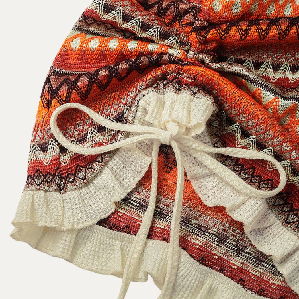 Multi Colored Holiday Vibe Square Neck Open Back Bodycon Beach Mini Dress for wholesale on Faire4