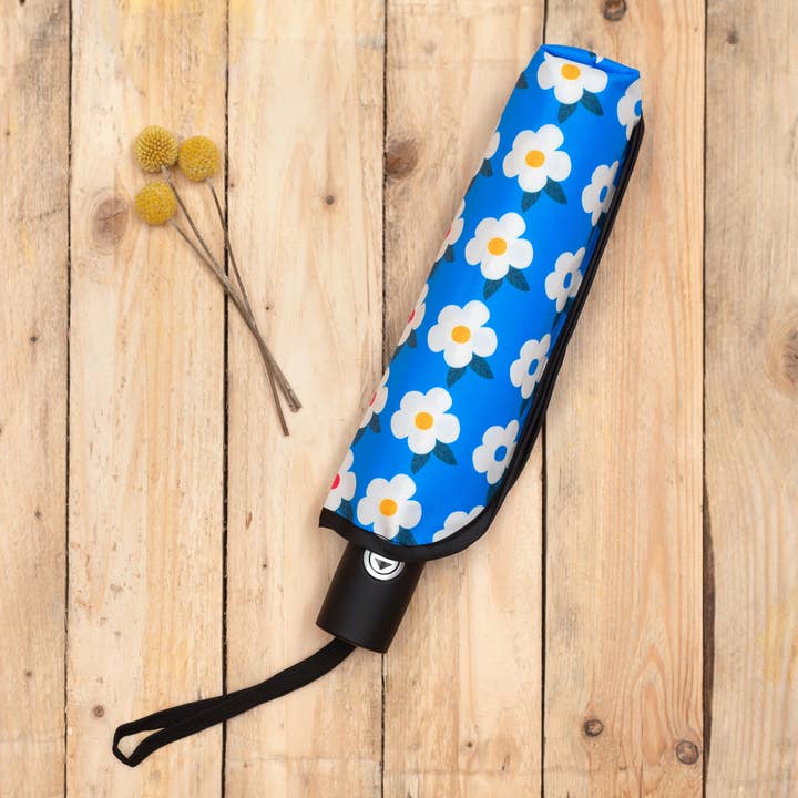 PARAGUAS ESTAMPADO DE FLORES AZUL - COMPACTO ELEGANTE INDEPENDIENTE para venta al por mayor de Enamelhappy