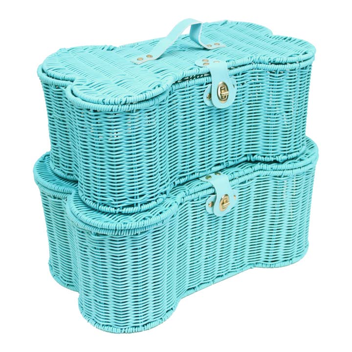 Blue Dog Bone Shaped Storage Basket, Puppy Gift Hamper (x3) for wholesale by Candi Gifts