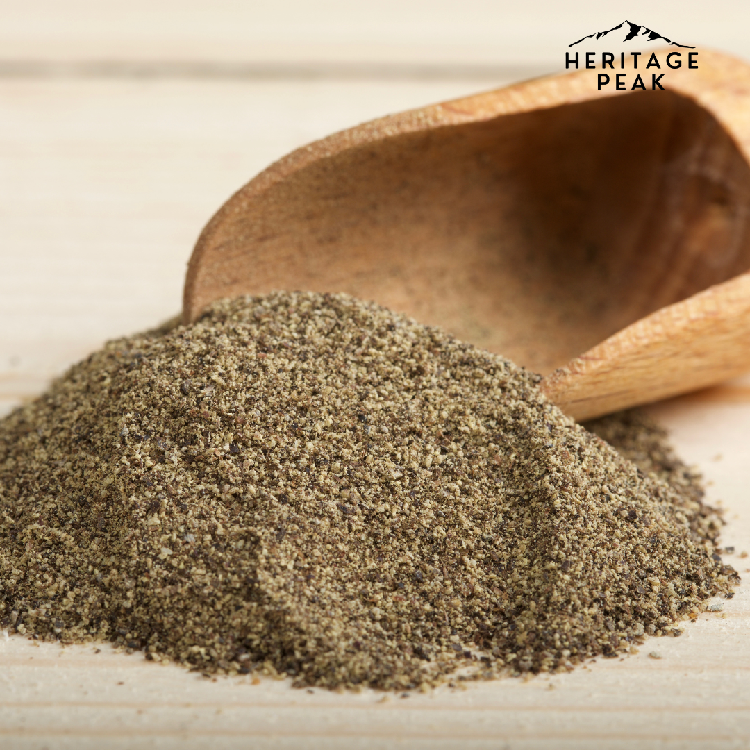 The Heritage Peak - Wholesale Dried Spice - Organic Ground Black Pepper 1.6oz3