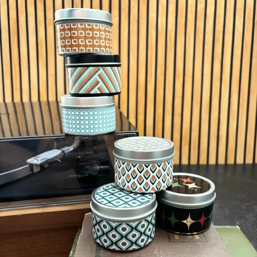 Mod Lounge Paper Company - Vendita all'ingrosso Candele da viaggio - Candela da viaggio moderna Teardrop Mini Mid-Century3