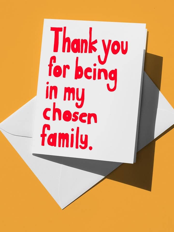 Heartfelt LGBTQ Greeting Card - Simple, Sweet Chosen Family Thank You Note - Gift for Friends & Family, Pride Month Celebration for wholesale by semiserious studio